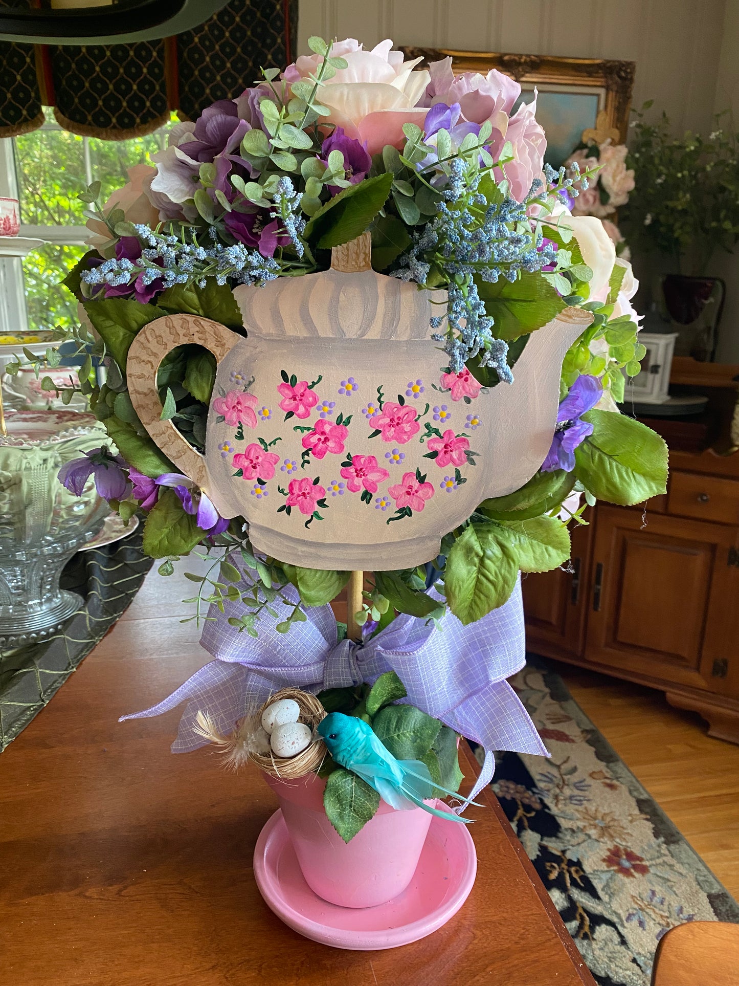 English Teapot Floral Topiary