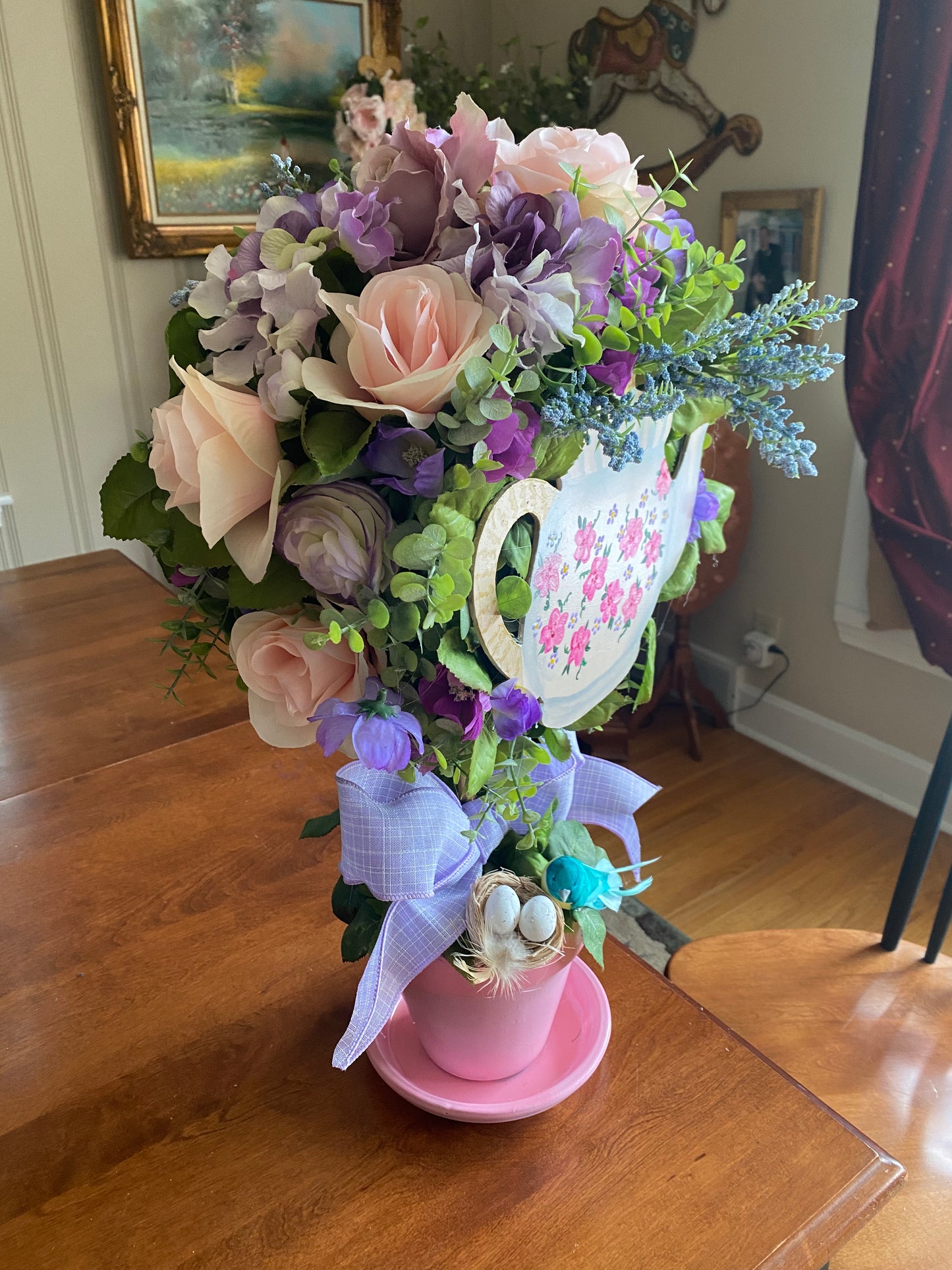 English Teapot Floral Topiary