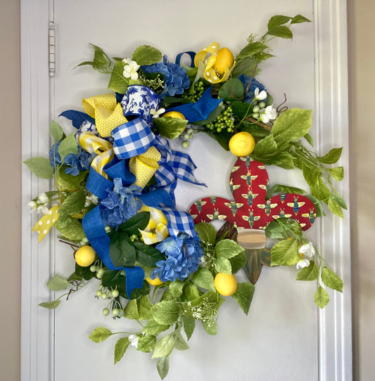 Lemon Wreath with Hand-painted Fleur de Lis