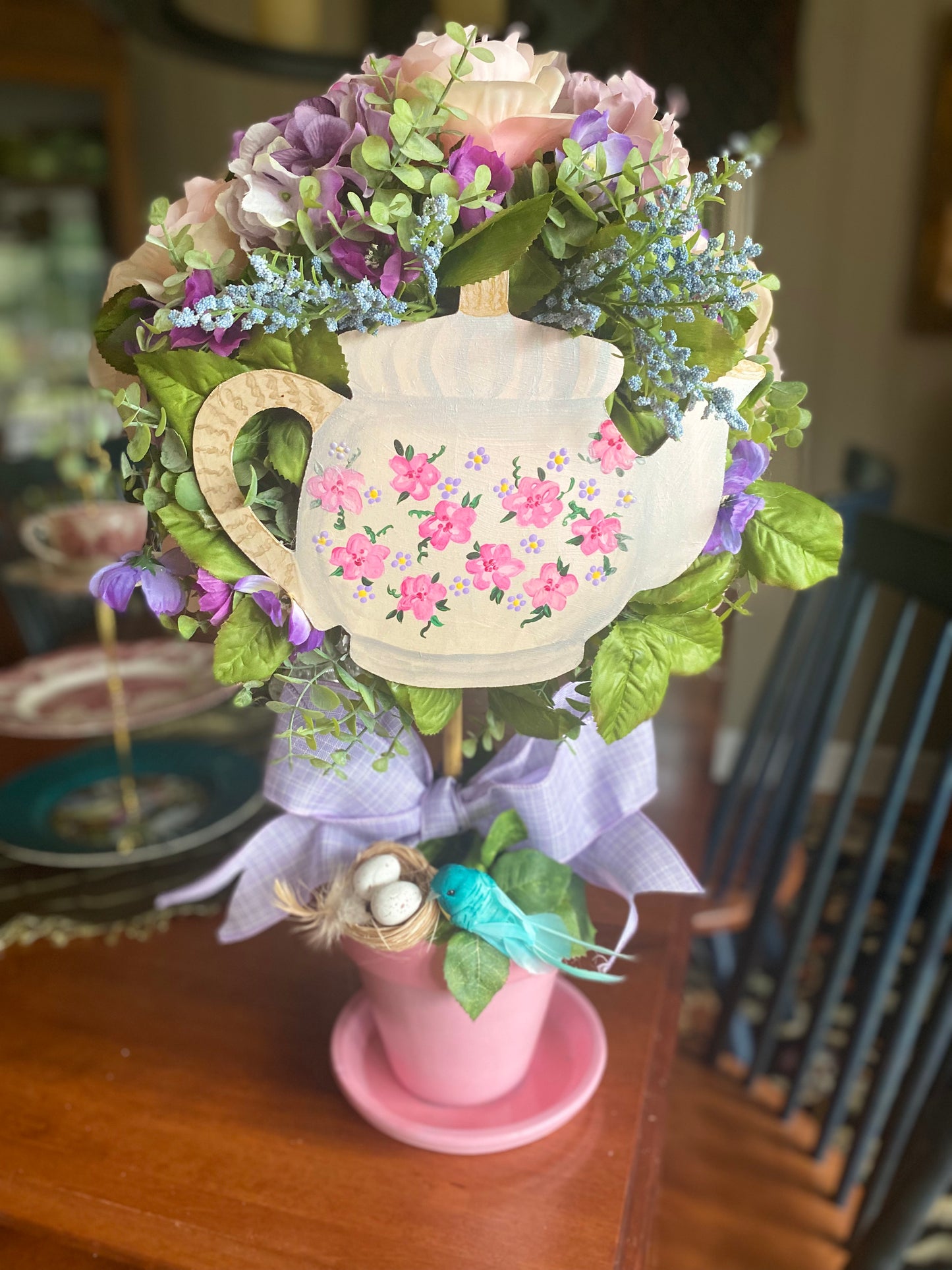 English Teapot Floral Topiary