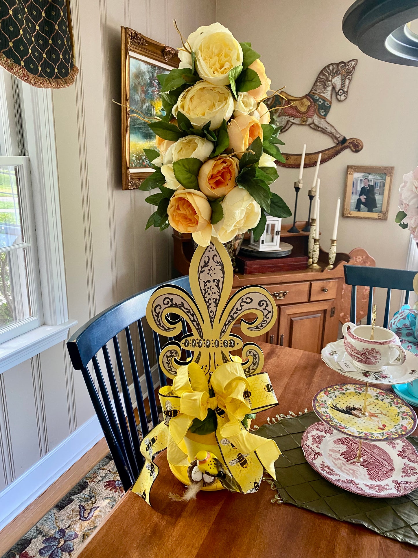 Floral Fleur de Lis Topiary