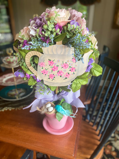 English Teapot Floral Topiary