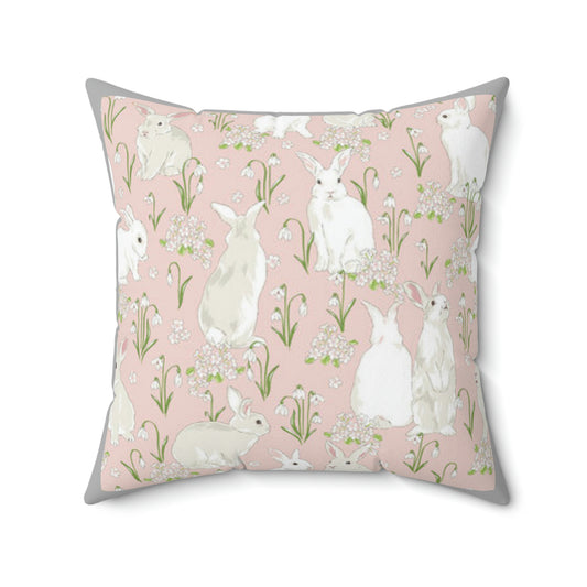 Pink Bunnies Square Pillow