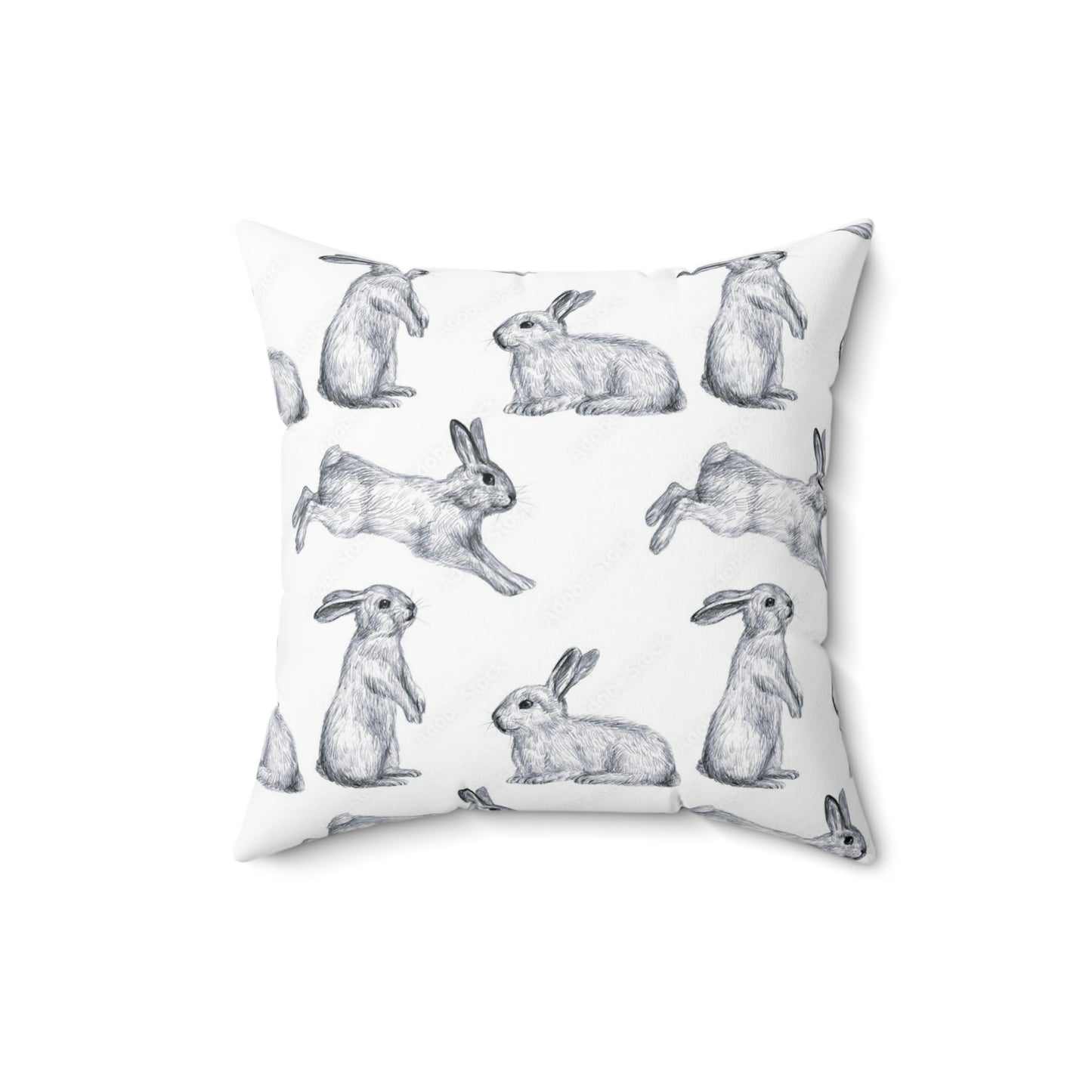 Hopping Bunny Square Pillow