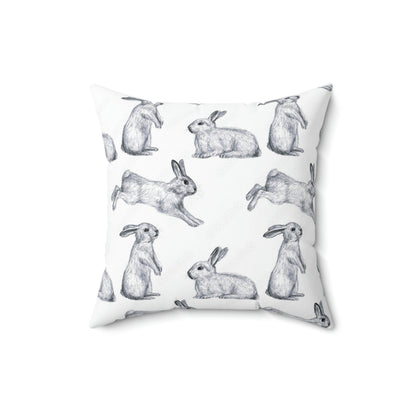 Hopping Bunny Square Pillow