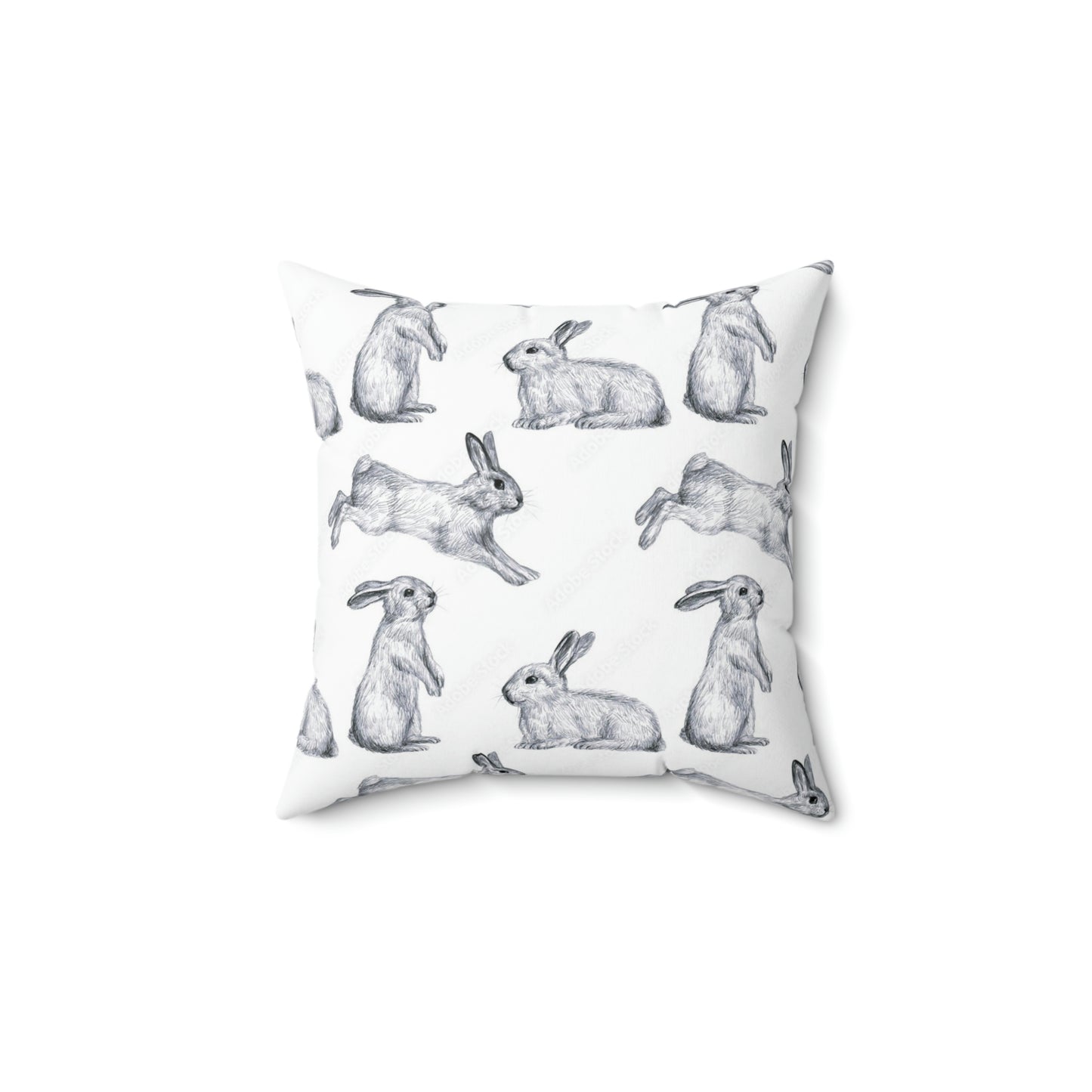 Hopping Bunny Square Pillow