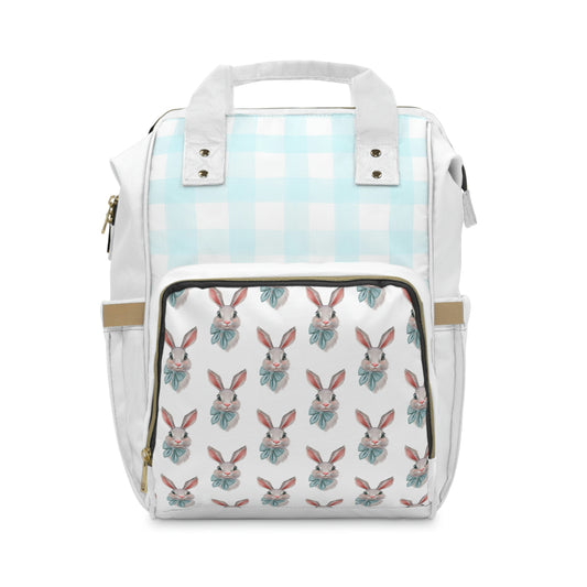 Cottage Bunny Blue Checked Multifunctional Diaper Backpack