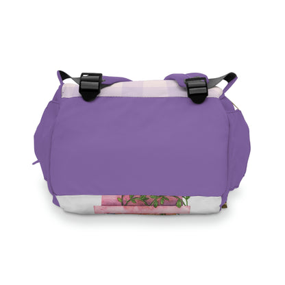 Bunny Cottage Purple Check Multifunctional Diaper Backpack