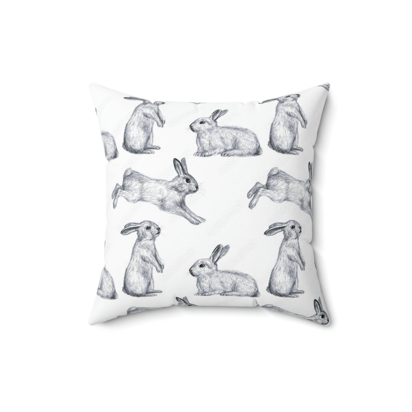 Hopping Bunny Square Pillow