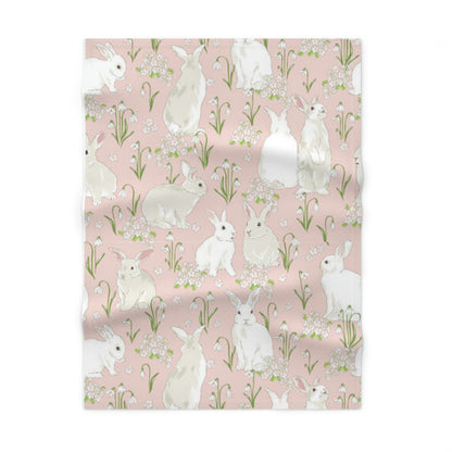 Pink Bunnies Soft Fleece Baby Blanket