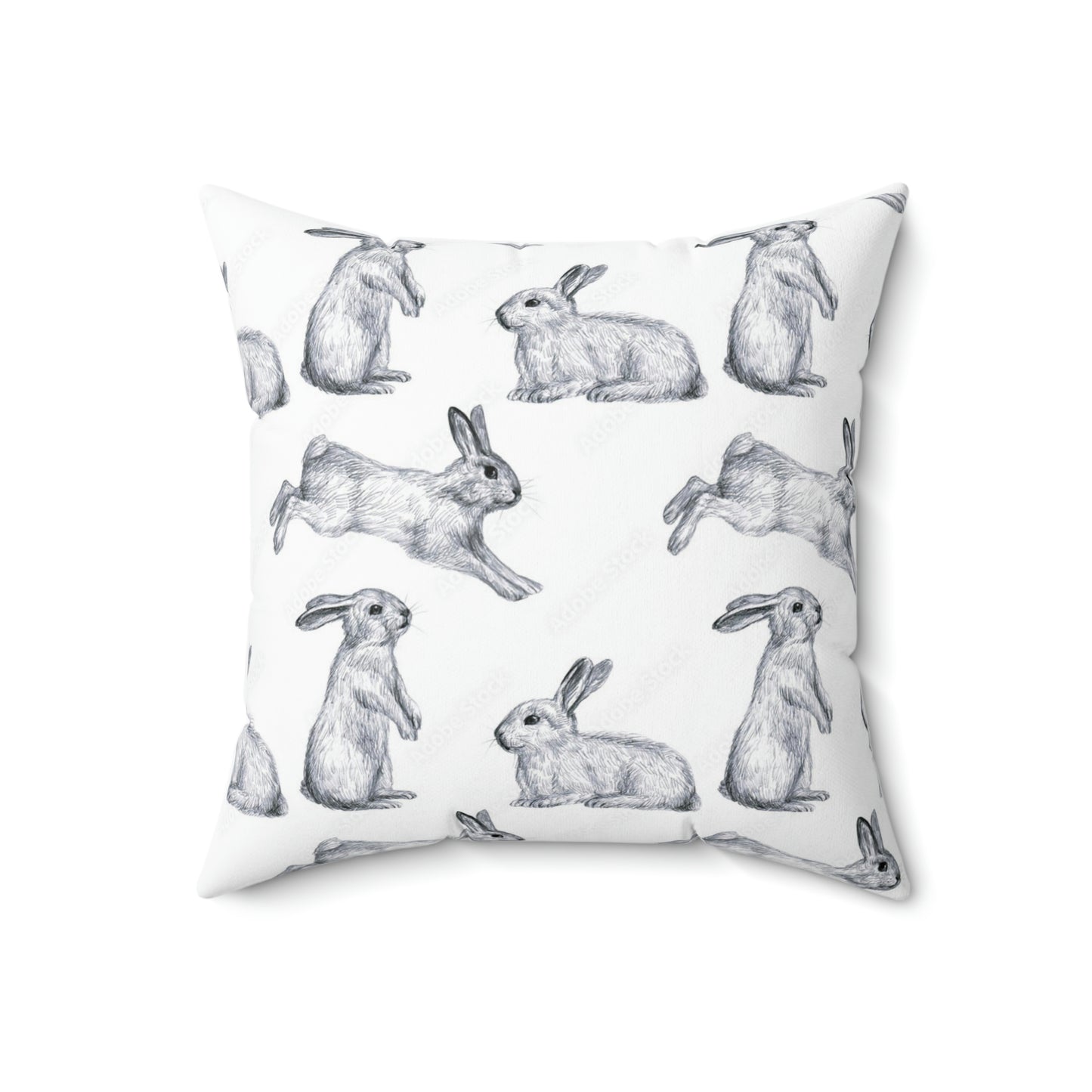 Hopping Bunny Square Pillow