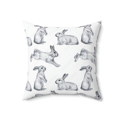 Hopping Bunny Square Pillow