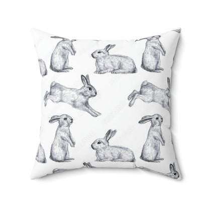 Hopping Bunny Square Pillow