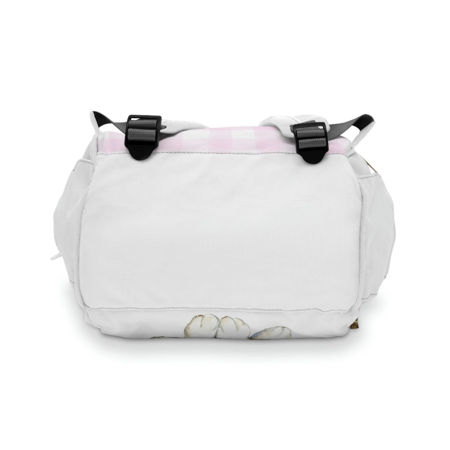 Bunny Flower Crown Pink Checked Multifunctional Diaper Backpack