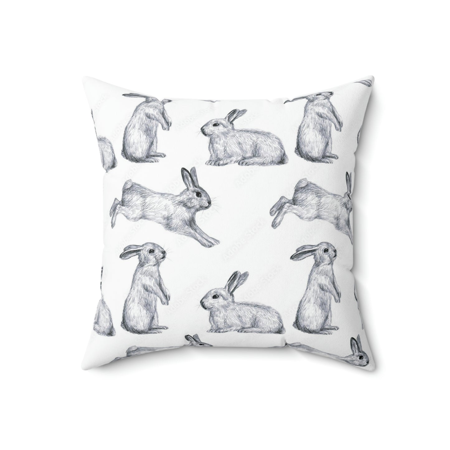 Hopping Bunny Square Pillow